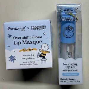 NEW 2PC The Crème Shop Peanuts Lip Masque and Lip Oil Set